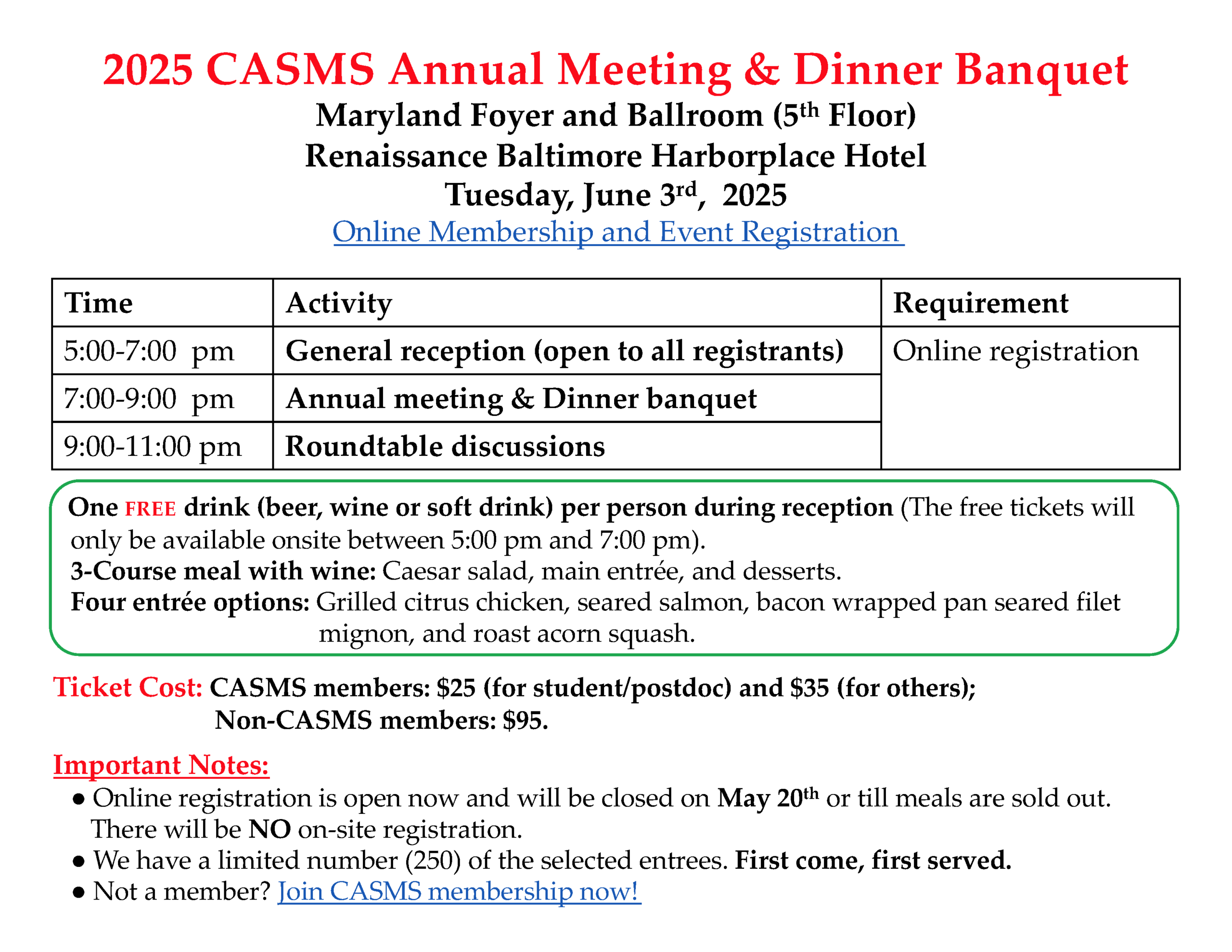 2025 casms general meeting and tuesday dinner flyer mar 16 2025 page 2